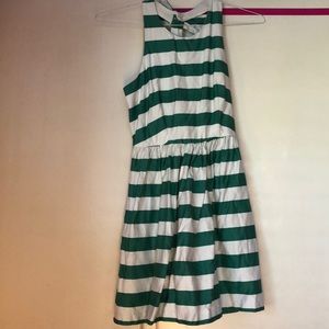 Green and white dress